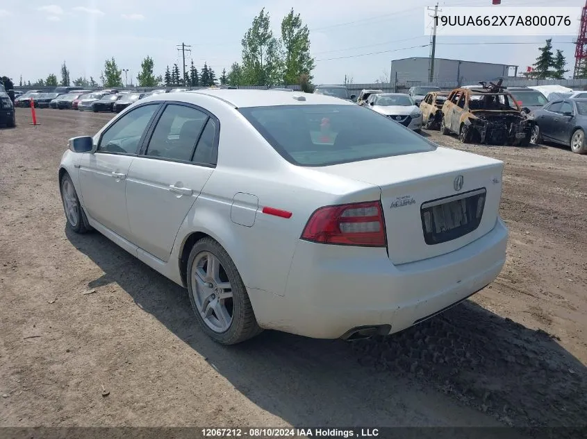 2007 Acura Tl VIN: 19UUA662X7A800076 Lot: 12067212