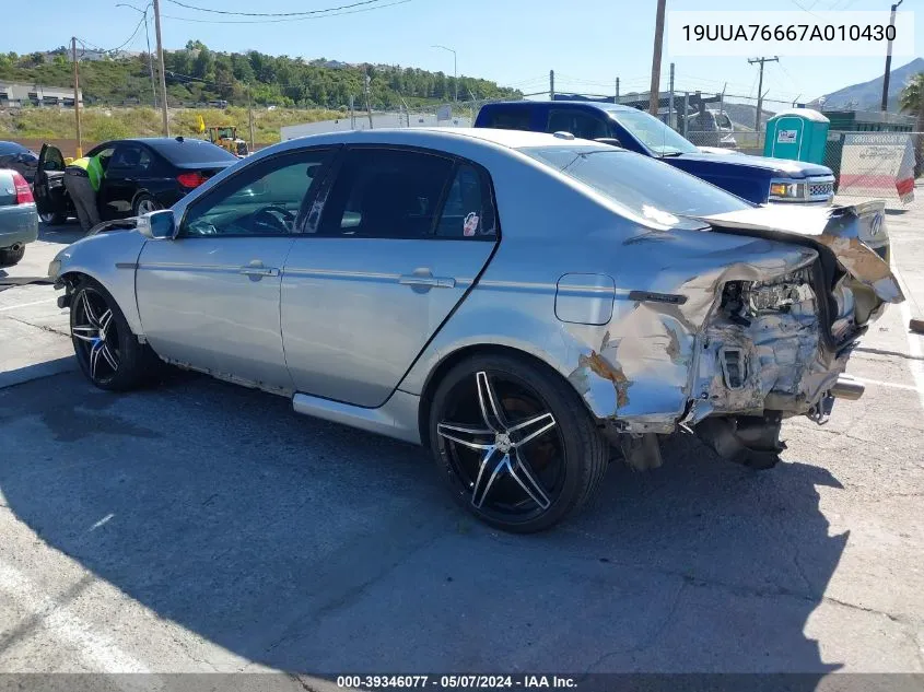 2007 Acura Tl Type S VIN: 19UUA76667A010430 Lot: 39346077