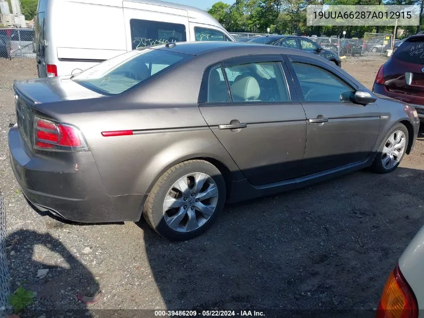 2007 Acura Tl 3.2 VIN: 19UUA66287A012915 Lot: 39486209