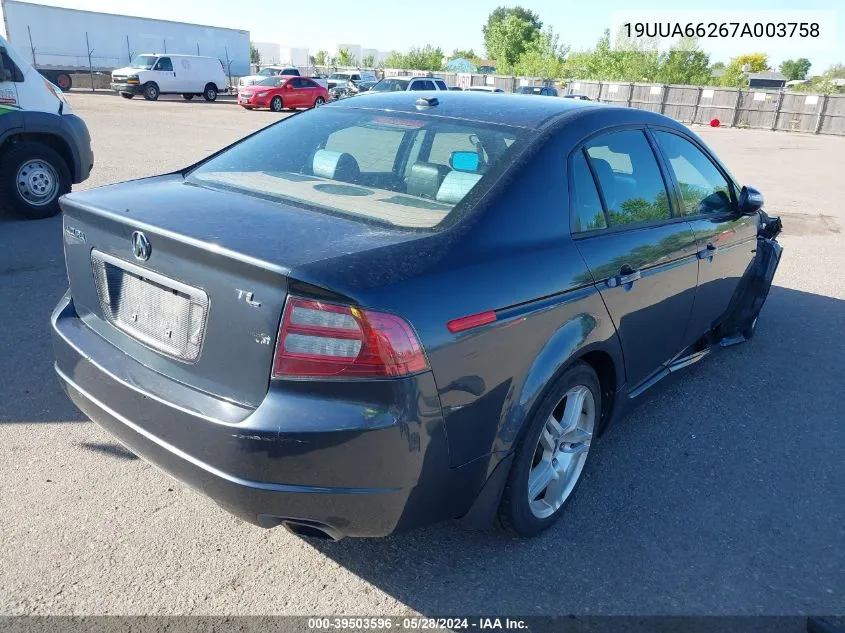 2007 Acura Tl 3.2 VIN: 19UUA66267A003758 Lot: 39503596