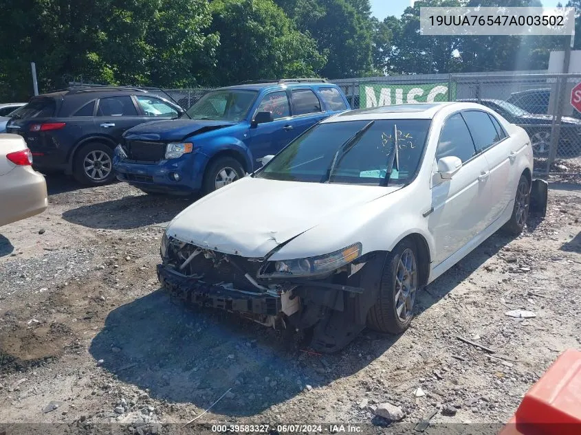 2007 Acura Tl Type S VIN: 19UUA76547A003502 Lot: 39583327