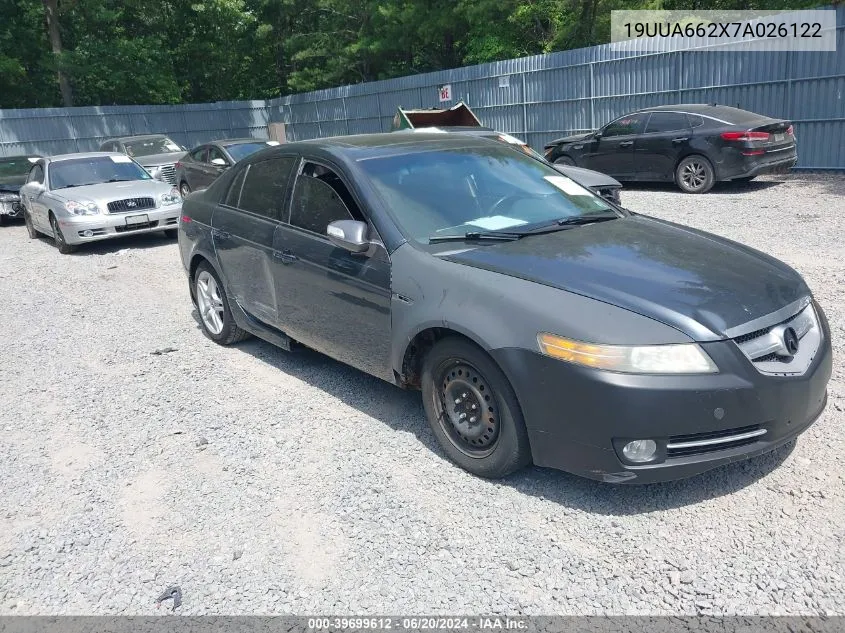 2007 Acura Tl 3.2 VIN: 19UUA662X7A026122 Lot: 39699612