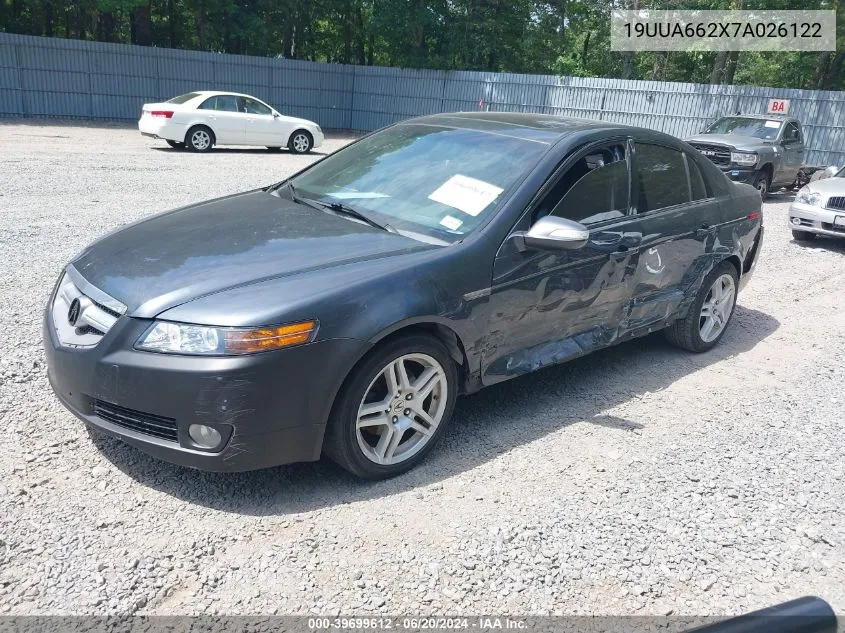 2007 Acura Tl 3.2 VIN: 19UUA662X7A026122 Lot: 39699612