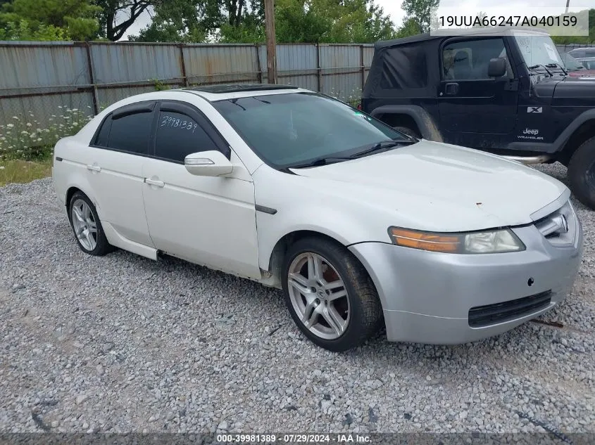 2007 Acura Tl 3.2 VIN: 19UUA66247A040159 Lot: 39981389