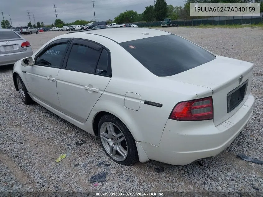 2007 Acura Tl 3.2 VIN: 19UUA66247A040159 Lot: 39981389