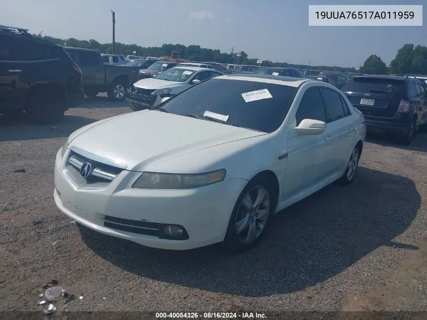 2007 Acura Tl Type S VIN: 19UUA76517A011959 Lot: 40054326