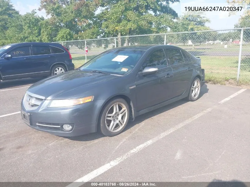 2007 Acura Tl 3.2 VIN: 19UUA66247A020347 Lot: 40183768