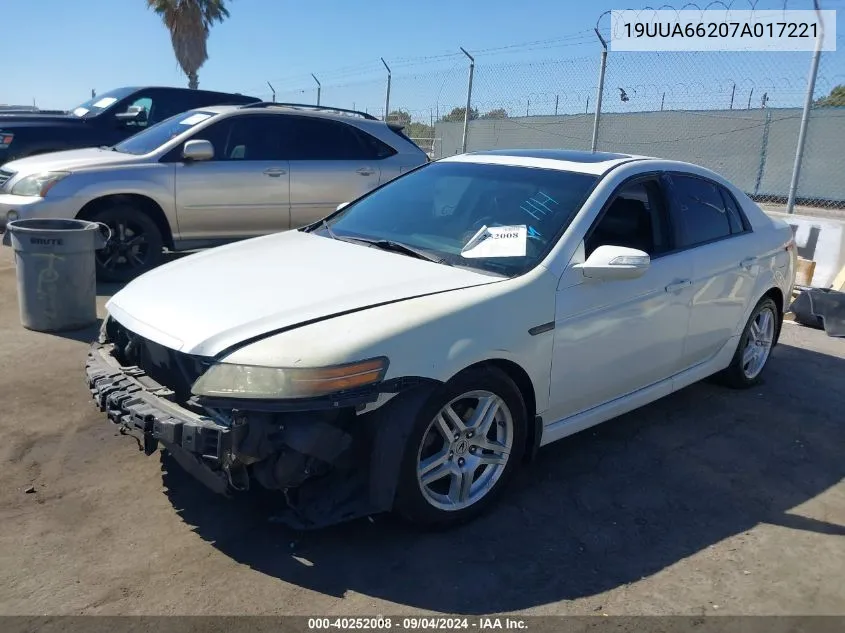 2007 Acura Tl 3.2 VIN: 19UUA66207A017221 Lot: 40252008