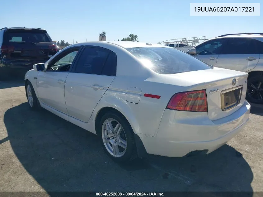 2007 Acura Tl 3.2 VIN: 19UUA66207A017221 Lot: 40252008