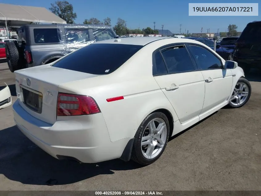 2007 Acura Tl 3.2 VIN: 19UUA66207A017221 Lot: 40252008