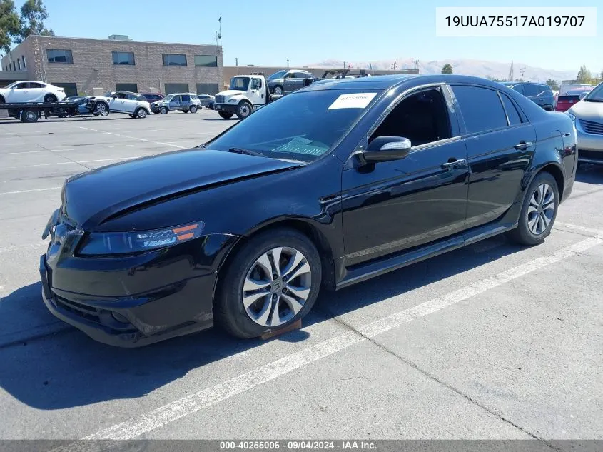 2007 Acura Tl Type S VIN: 19UUA75517A019707 Lot: 40255006