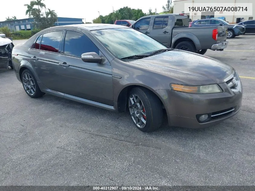 2007 Acura Tl Type S VIN: 19UUA76507A008714 Lot: 40312907