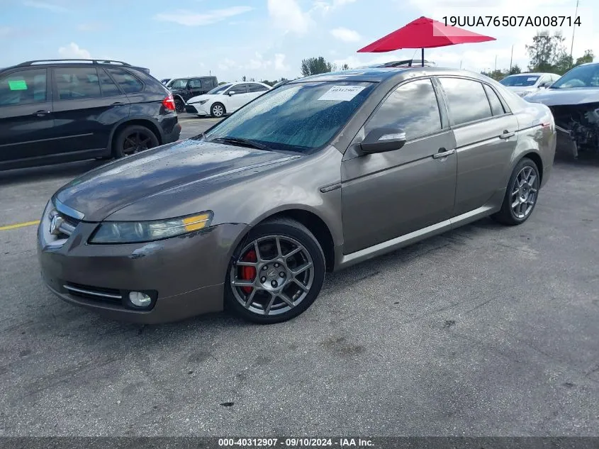 2007 Acura Tl Type S VIN: 19UUA76507A008714 Lot: 40312907