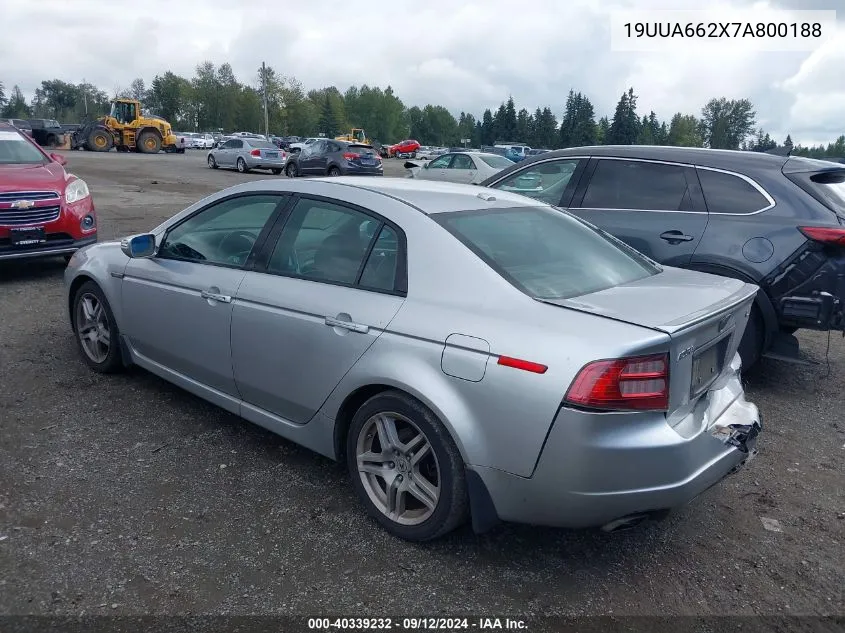 2007 Acura Tl 3.2 VIN: 19UUA662X7A800188 Lot: 40339232