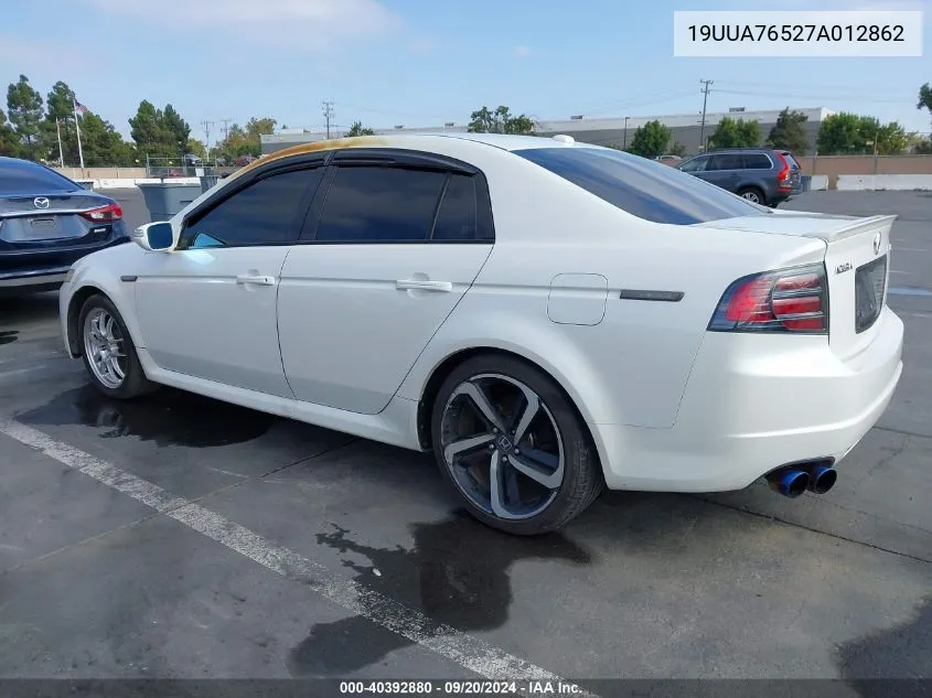 2007 Acura Tl Type S VIN: 19UUA76527A012862 Lot: 40392880