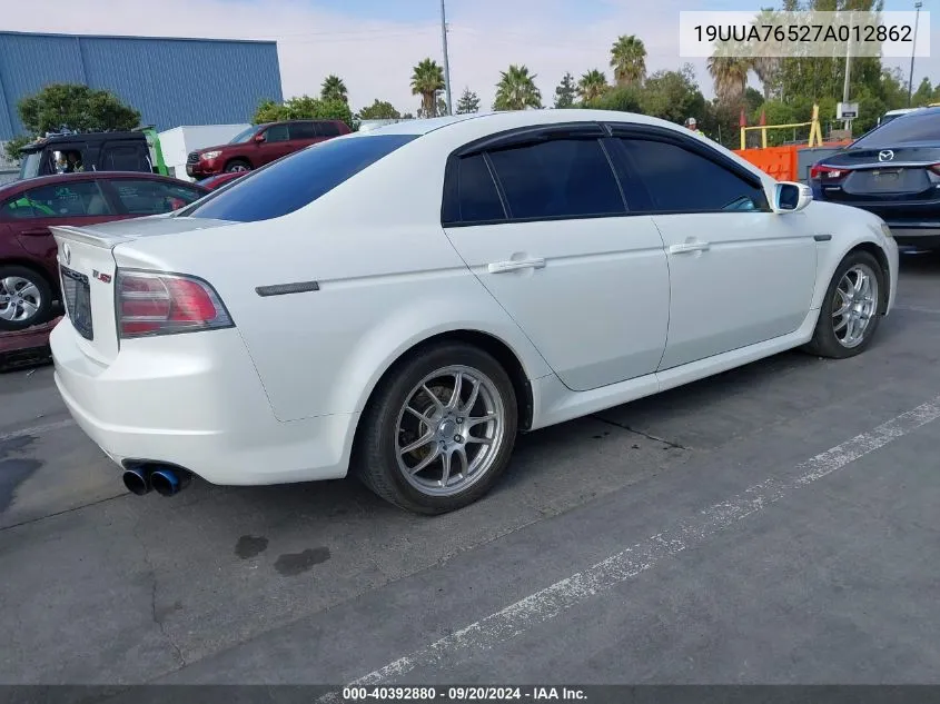 2007 Acura Tl Type S VIN: 19UUA76527A012862 Lot: 40392880