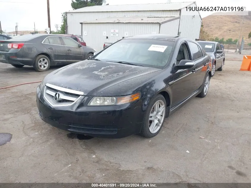 2007 Acura Tl 3.2 VIN: 19UUA66247A019196 Lot: 40401591