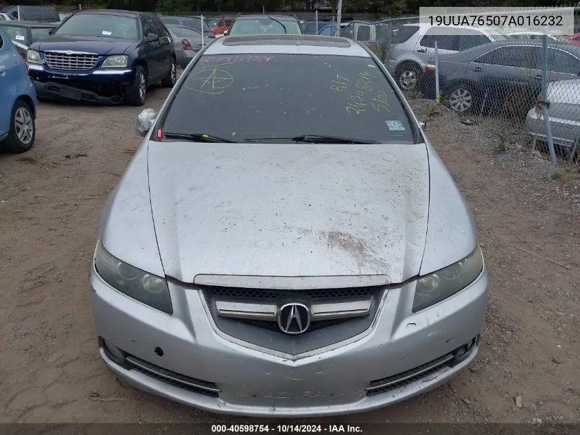 2007 Acura Tl Type S VIN: 19UUA76507A016232 Lot: 40598754