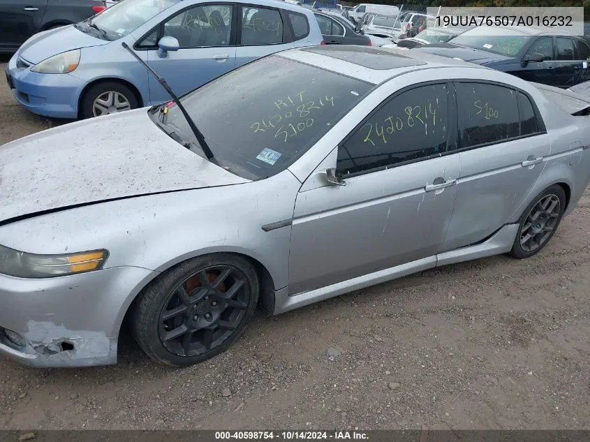 2007 Acura Tl Type S VIN: 19UUA76507A016232 Lot: 40598754