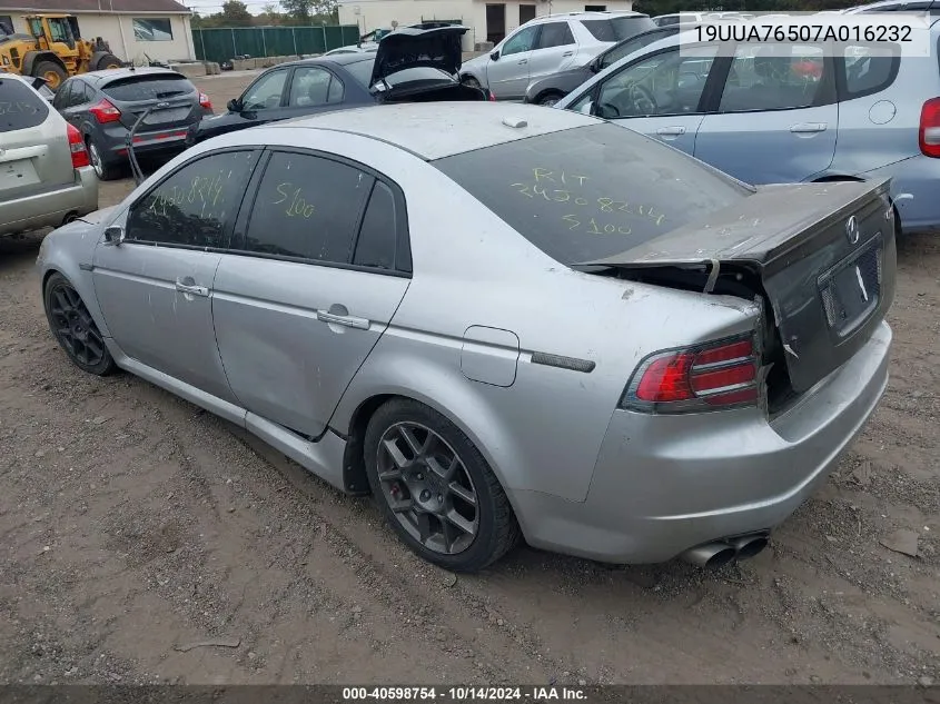 2007 Acura Tl Type S VIN: 19UUA76507A016232 Lot: 40598754