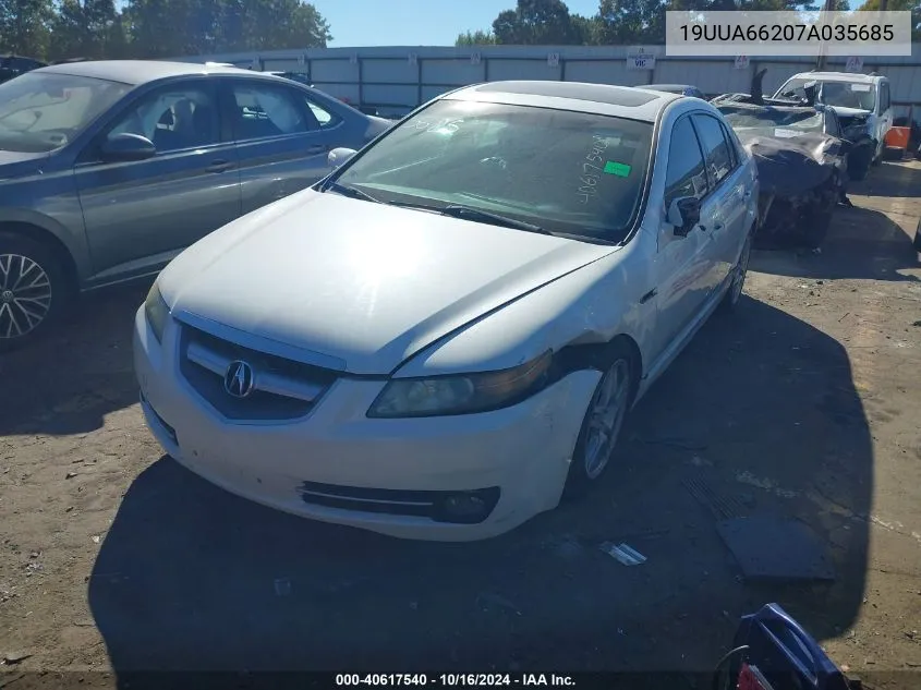 2007 Acura Tl 3.2 VIN: 19UUA66207A035685 Lot: 40617540