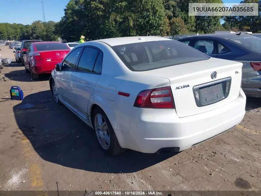 2007 Acura Tl 3.2 VIN: 19UUA66207A035685 Lot: 40617540