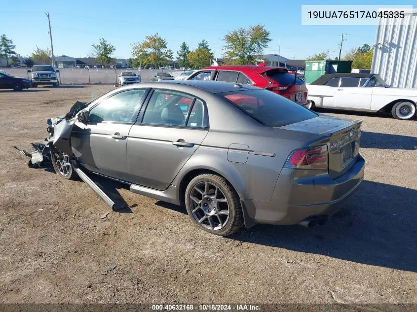 2007 Acura Tl Type S VIN: 19UUA76517A045335 Lot: 40632168