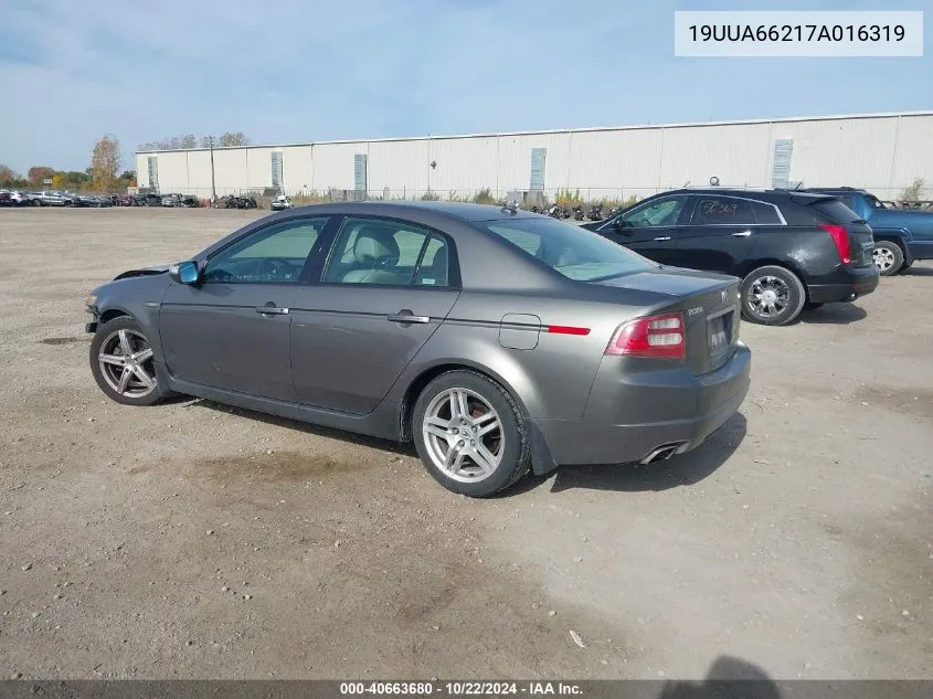 2007 Acura Tl 3.2 VIN: 19UUA66217A016319 Lot: 40663680