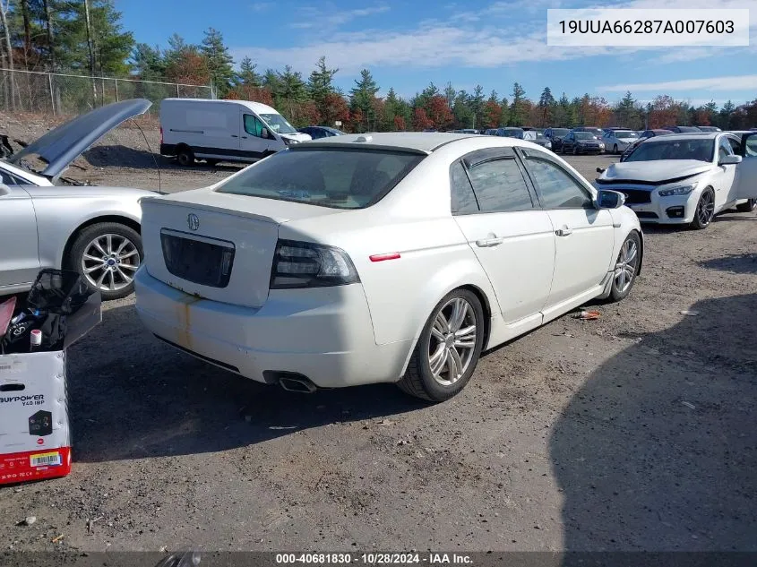 2007 Acura Tl 3.2 VIN: 19UUA66287A007603 Lot: 40681830