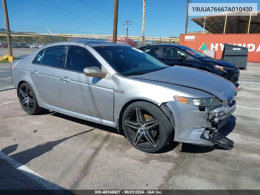 2007 Acura Tl Type S VIN: 19UUA76667A010430 Lot: 40748427