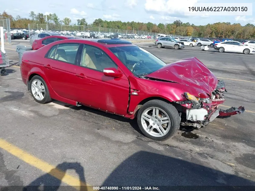 2007 Acura Tl 3.2 VIN: 19UUA66227A030150 Lot: 40748990