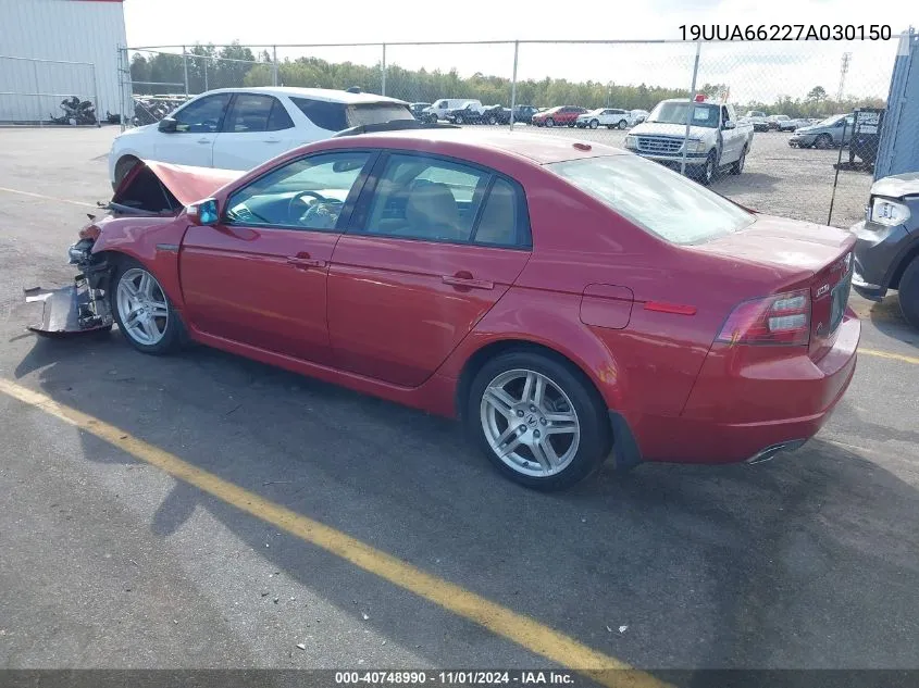 2007 Acura Tl 3.2 VIN: 19UUA66227A030150 Lot: 40748990