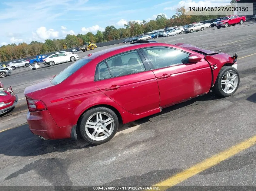 2007 Acura Tl 3.2 VIN: 19UUA66227A030150 Lot: 40748990