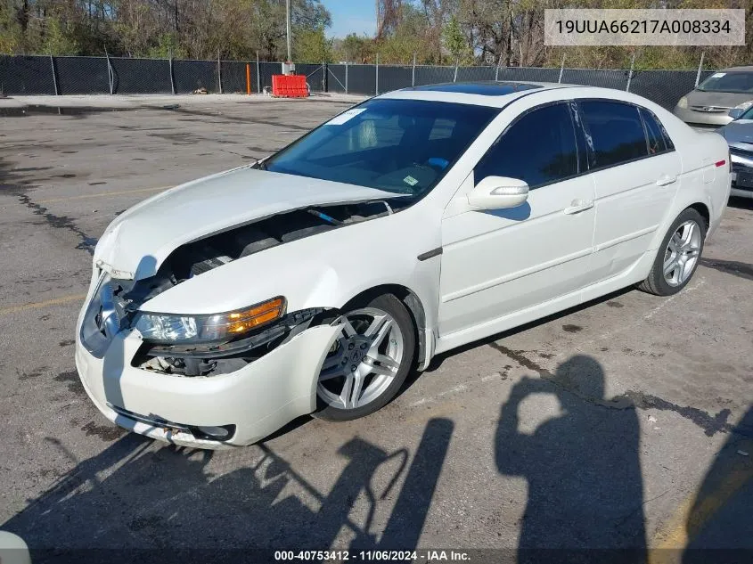 2007 Acura Tl 3.2 VIN: 19UUA66217A008334 Lot: 40753412