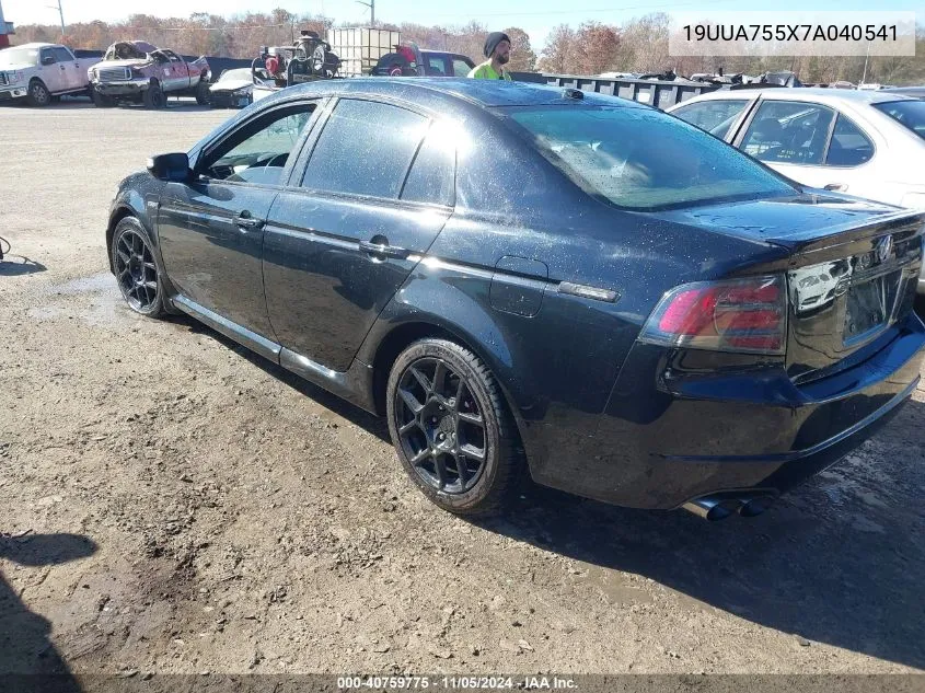 2007 Acura Tl Type S VIN: 19UUA755X7A040541 Lot: 40759775