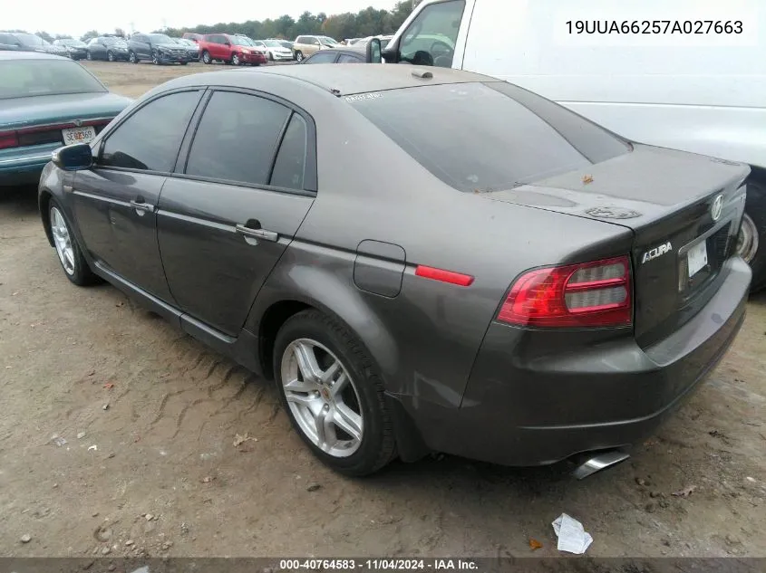 2007 Acura Tl 3.2 VIN: 19UUA66257A027663 Lot: 40764583