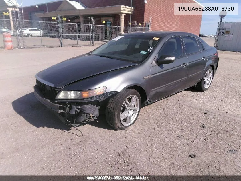 2008 Acura Tl 3.2 VIN: 19UUA66238A016730 Lot: 39460874