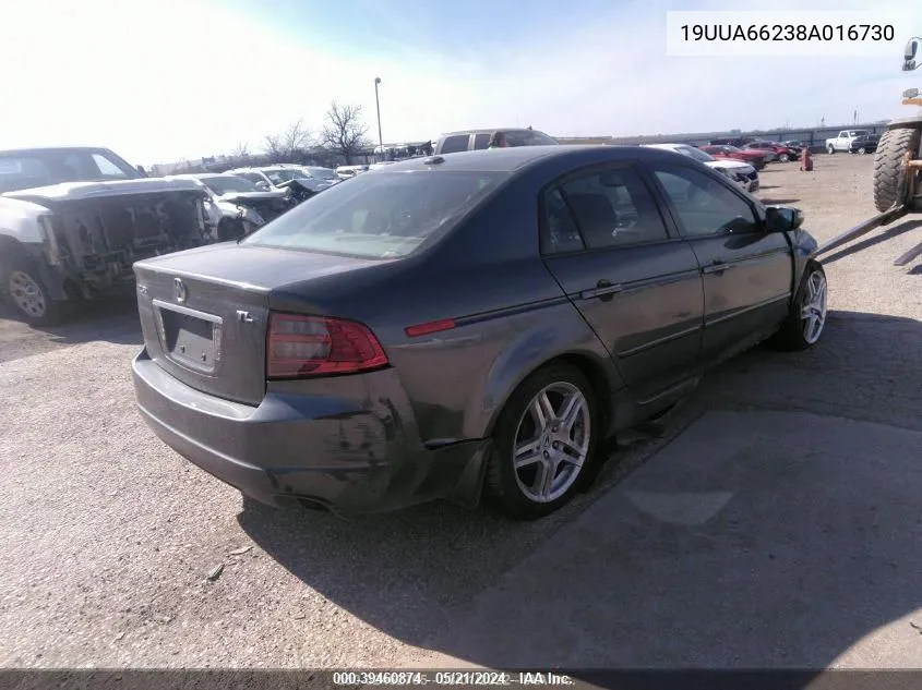 2008 Acura Tl 3.2 VIN: 19UUA66238A016730 Lot: 39460874