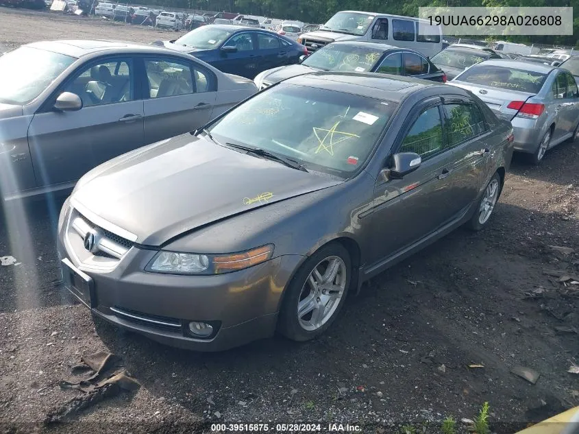 2008 Acura Tl 3.2 VIN: 19UUA66298A026808 Lot: 39515875