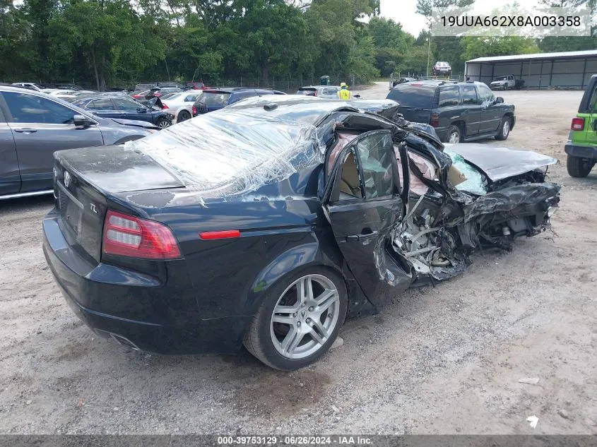 2008 Acura Tl 3.2 VIN: 19UUA662X8A003358 Lot: 39753129