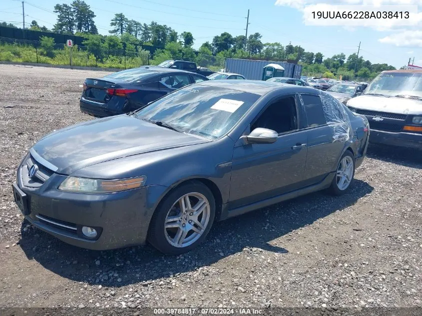 2008 Acura Tl 3.2 VIN: 19UUA66228A038413 Lot: 39784817