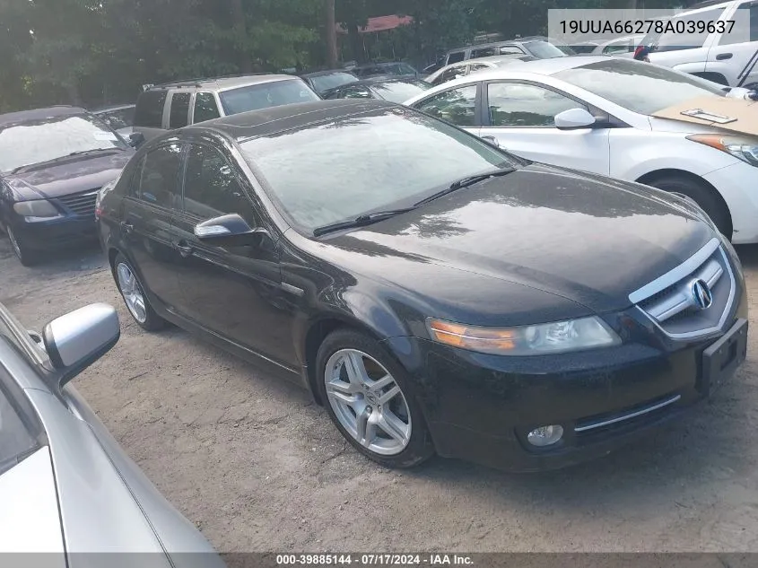 2008 Acura Tl 3.2 VIN: 19UUA66278A039637 Lot: 39885144