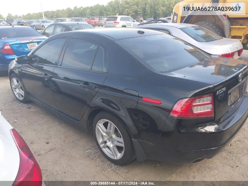 2008 Acura Tl 3.2 VIN: 19UUA66278A039637 Lot: 39885144