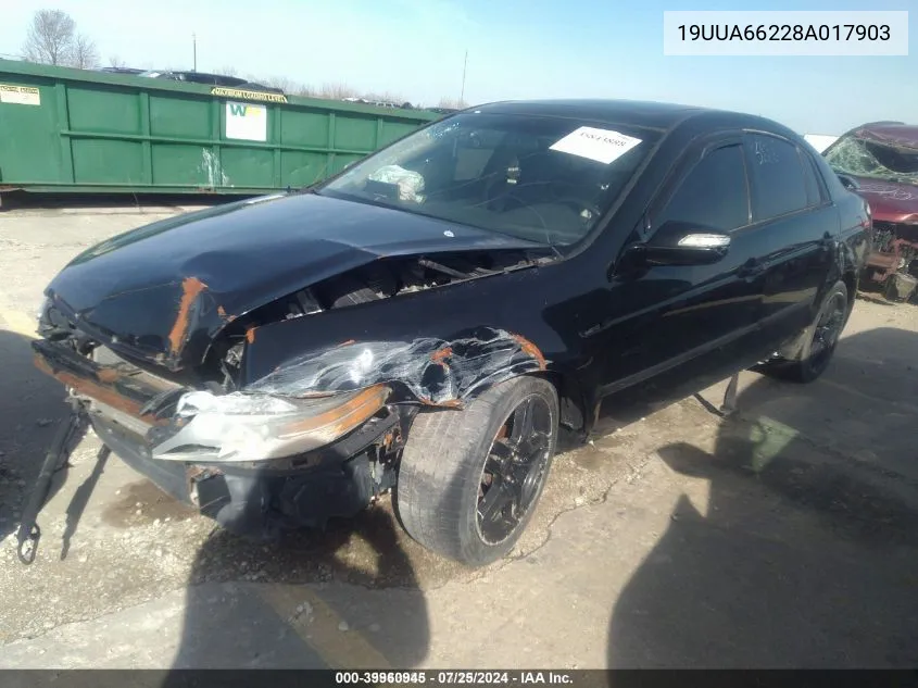 2008 Acura Tl 3.2 VIN: 19UUA66228A017903 Lot: 39960945