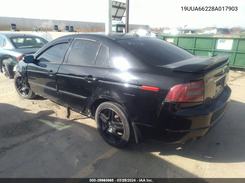 2008 Acura Tl 3.2 VIN: 19UUA66228A017903 Lot: 39960945