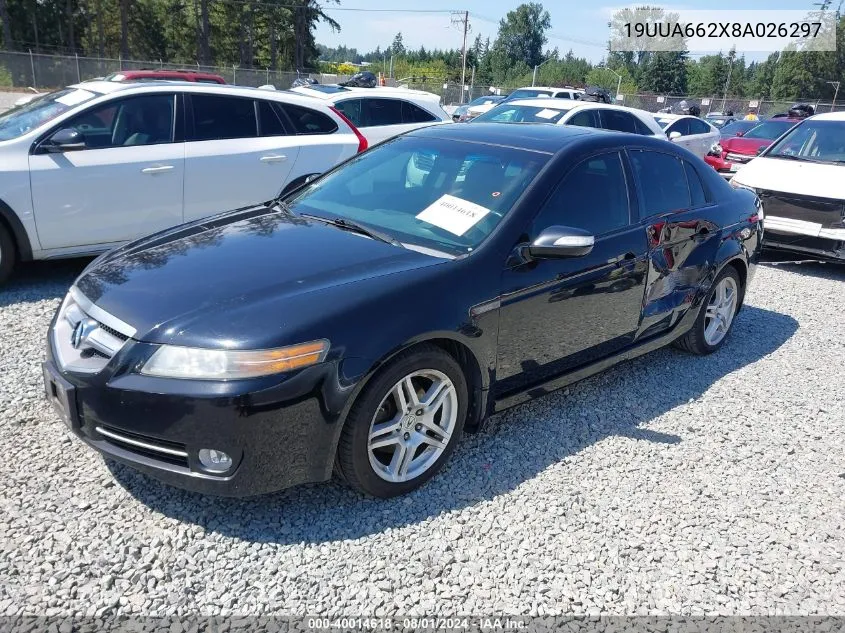 2008 Acura Tl 3.2 VIN: 19UUA662X8A026297 Lot: 40014618