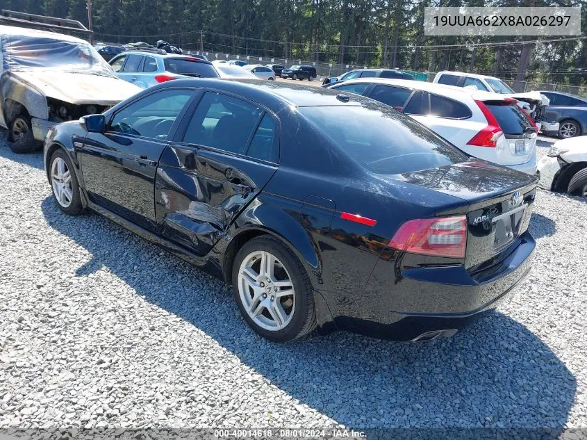 2008 Acura Tl 3.2 VIN: 19UUA662X8A026297 Lot: 40014618