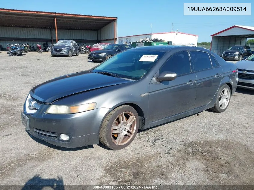 2008 Acura Tl 3.2 VIN: 19UUA66268A009514 Lot: 40083185