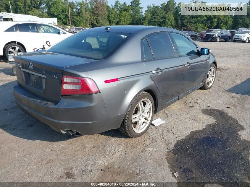 2008 Acura Tl 3.2 VIN: 19UUA66208A040564 Lot: 40204018