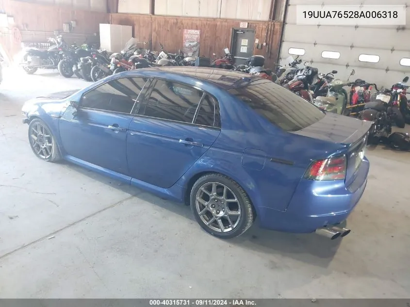 2008 Acura Tl Type S VIN: 19UUA76528A006318 Lot: 40315731